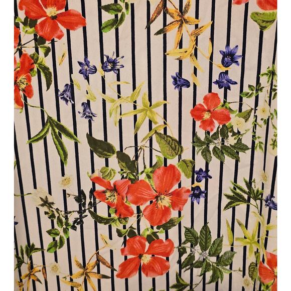 Rose + Olive Top Womens Large Multi Floral Striped Bell Sleeve Cottagecore Boho - Picture 6 of 11